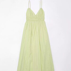 Poplin V-Neck Midi Dress